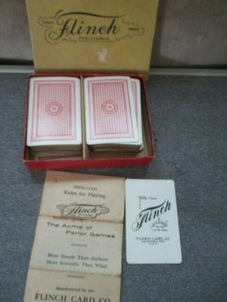Vintage 1913 Flinch Card Game W/ Instructions & Box Kalamazoo Mich.