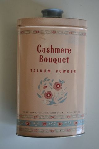 Vintage Cashmere Bouquet Talcum Powder Litho Colgate - Palmolive Art Deco Tin