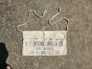 Vintage P.  F.  Myers Lumber Co Nail Apron Jeffersonville Indiana In Hardware Store