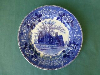Blue Transfer W.  Adams & Sons House Of Seven Gables Salem Mass.  Souvenir Plate