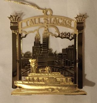 1995 " Tall Stacks " Cincinnati 3d Ornament 24k Gold Finish - Orig.  Box - Mcalpin 