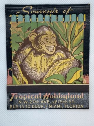 Vintage Tropical Hobbyland Match Book Miami Florida Souvenir