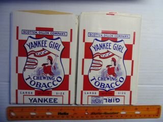 5 Vintage Yankee Girl Chewing Tobacco Bags 3 Ounces Scotten Dillon Co.