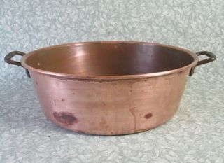 Vintage French 15 " Copper Jam Pan 1.  7 Kg Cook Pot Sink Bowl Iron Handles
