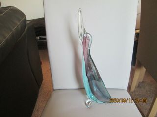 Large Vintage Murano Sommerso Art Glass Duck Bird Sculpture 14.  5 Inches