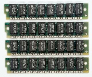 4x 256kb (1mb Total) Texas Instruments 30 - Pin Memory Ram Simms For Vintage Macs