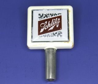 Vintage Schlitz Beer White Plastic Knob Tap Handle