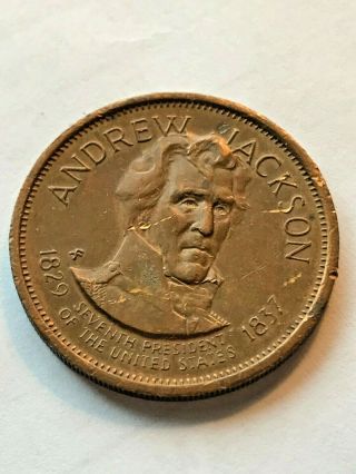 Vintage Antique Token Medal Coin Andrew Jackson Presidential Old Rare [06]