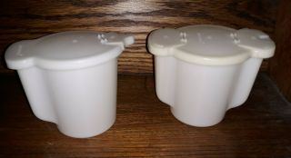 Vintage Tupperware Creamer And Sugar Bowl White With Flip Lids