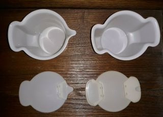 Vintage Tupperware Creamer and Sugar Bowl White with Flip Lids 2