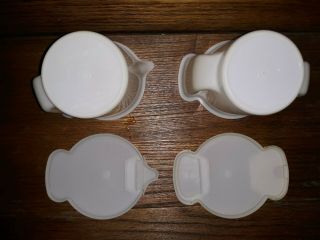 Vintage Tupperware Creamer and Sugar Bowl White with Flip Lids 3