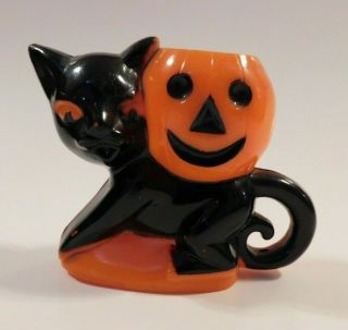 Vintage Rosbro Black Cat With Jack - O 