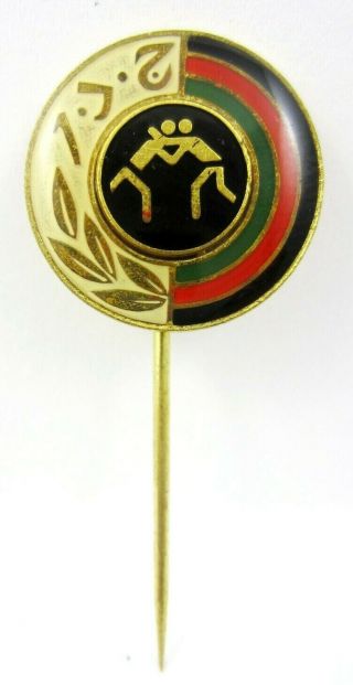Vintage Old Afghanistan Wrestling Federation Lapel Pin Badge Very Rare