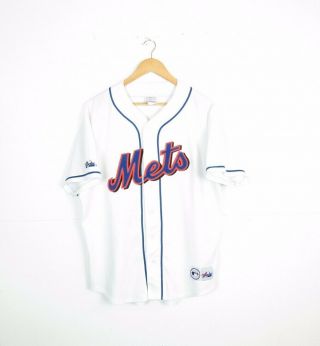 Vintage 90s York Mets Mlb Baseball Jersey White Majestic Made In Us Size L