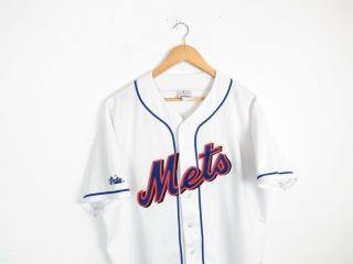 Vintage 90s York Mets MLB Baseball Jersey White Majestic Made in US Size L 2