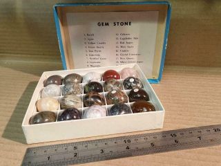 Vintage Set Of 20 Precious Gemstone Eggs Onyx/marble/jasper/basil/agate/quartz