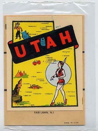 Vintage Utah State Indian Girl Impko Souvenir Luggage Travel Decal Sticker Water