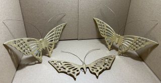 Vintage Set Of 3 Solid Brass Wall Hanging Butterflies