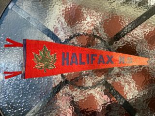 Vintage Halifax Nova Scotia Souvenir Red Felt Pennant Sewn On Emblem And Letters