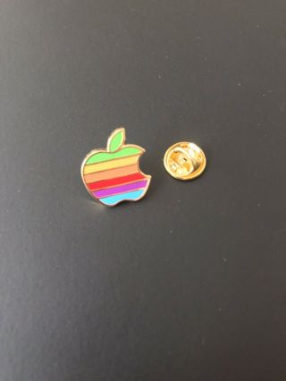 Apple Macintosh Mac Computer Retro Vintage Multicolor Rainbow Logo Pin Pinback