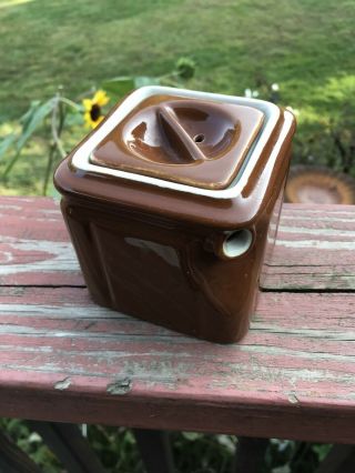 Hall China Cube Coffee Teapot,  Brown Vintage 3.  75” In All Directions