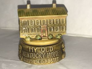 Vintage My Old Kentucky Home Music Box Carousel Stephen Foster Ceramic