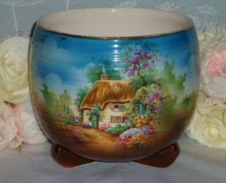Vintage Falcon Ware English Thatched Cottage Homestead Large Bowl