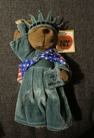 9 " Ny Teddy Bear Statue Of Liberty Souvenir 1999 J.  Fan With Tags & Case
