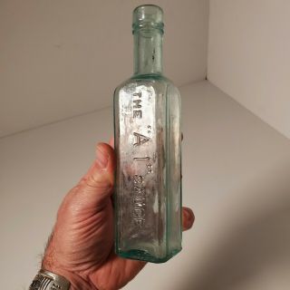 Vintage Light Blue Iridescent Cork Top The " A 1 " Sauce Bottle Approx 7 5/8 " Tall