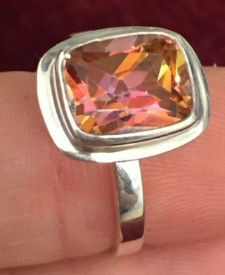Vintage Jewellery Stunning Sterling Silver & Real Topaz Baguette Ring Size P