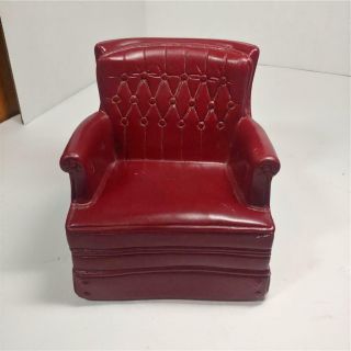 1978 Marx Sindy Doll Chair Maroon Toy 5 " T Furniture Vintage