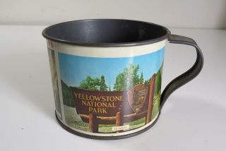 Vintage Yellowstone National Park Tin Pictorial Souvenir Metal Cup