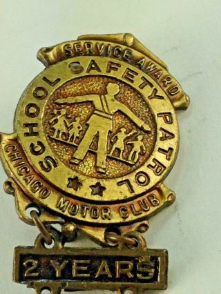 Vintage Chicago Motor Club 2 Year Pin School Safety Patrol Medal