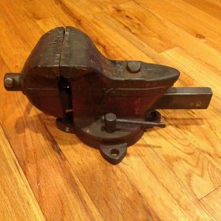 Vintage Parker No.  63 1/2 Swivel Bench Vise W/ 3 - 1/2 " Jaws - Made In U.  S.  A.