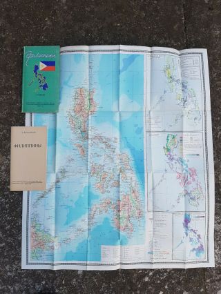 Vintage Big Folding Soviet Reference Map Philippines 1959 - 1:3000000 Wall Cccp