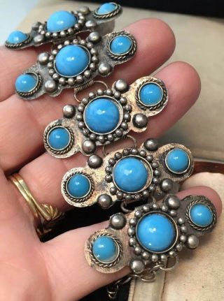 Vintage Jewellery Stunning Tibetan Wide Turquoise Cabochon Link Bracelet