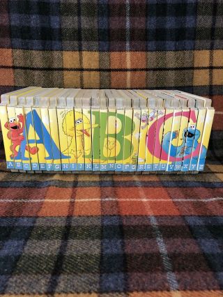 Vintage Sesame Street Abc Board Puzzle Books Set Of 26 Complete Good Cond