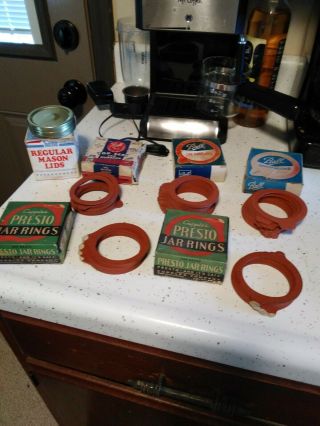 Vintage Presto And Ball Rubber Canning Jar Rings In Boxes.