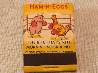Ham N Egg,  Vintage Advertising Match Book,  Hollywood,  California