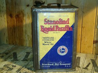 Vintage Antique Standard Oil Company 5 Gallon Can Stanolind.  Garage Man Cave