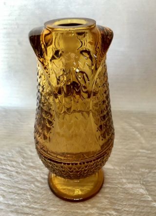 VINTAGE VIKING GLASS OWL AMBER FAIRY LAMP HALLOWEEN 2