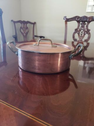 Vintage Antique French Copper Covered Pot Marked Made In France