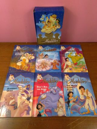 Vtg 1993 Walt Disney Aladdin Six Adventures Set Of 6 Hardcover Books In Case