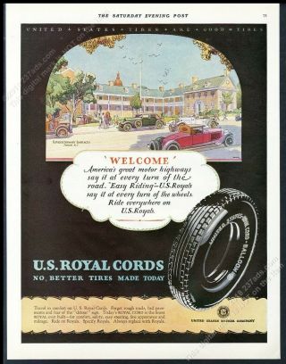 1928 Revolutionary Barracks Trenton Jersey Art Us Royal Cords Tires Print Ad