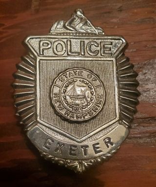 Vintage Obsolete Police Of Exeter Hampshire Badge.  Pin Back Large