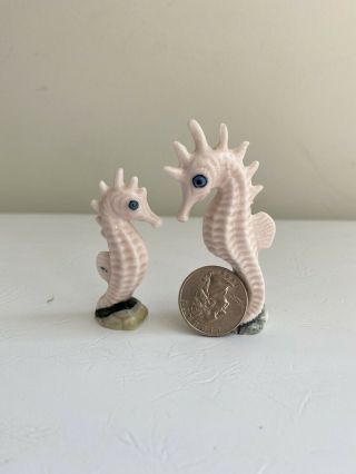 Vintage Porcelain Seahorse Figurines - Set Of Two With Baby - Hand Painted