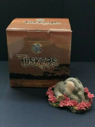 Tuskers Love Is A Bed Of Roses Elephant Figurine Vintage Rare Ca1326