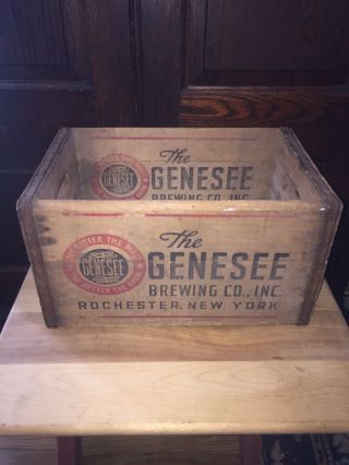 Vintage Wooden The Genesee Brewing Co.  Inc.  Rochester Ny Crate Rare Near