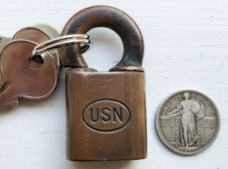 Vintage Corbin Padlock United States Navy (usn),  3 Operable Keys