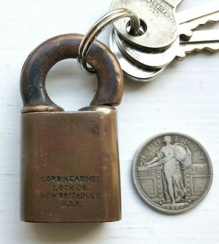 Vintage CORBIN Padlock UNITED STATES NAVY (USN),  3 Operable Keys 2